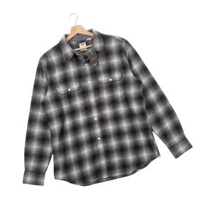 Levi’s Ombre Plaid Flannel Shirt XXL NWT Black White Grunge Streetwear